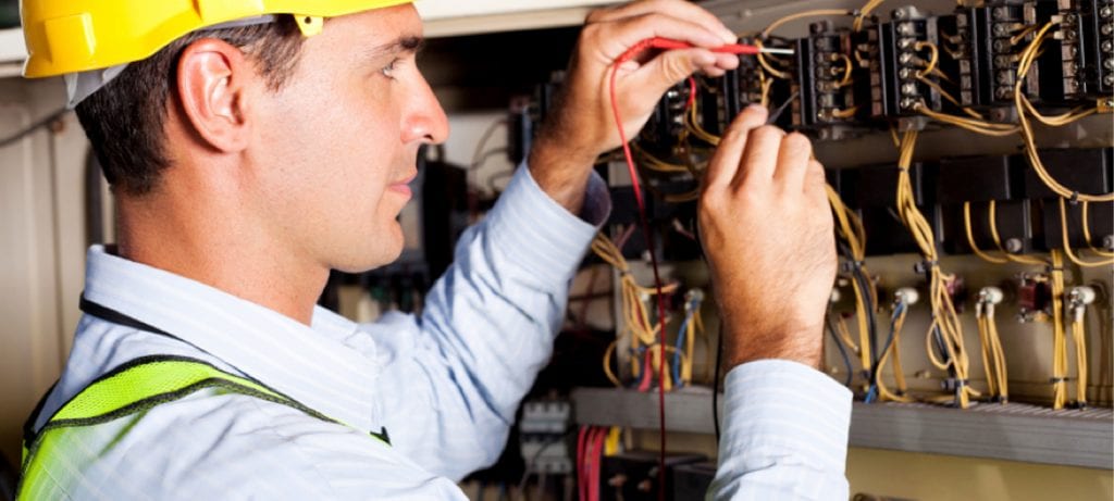 Experienced electrician working on an electrical installation